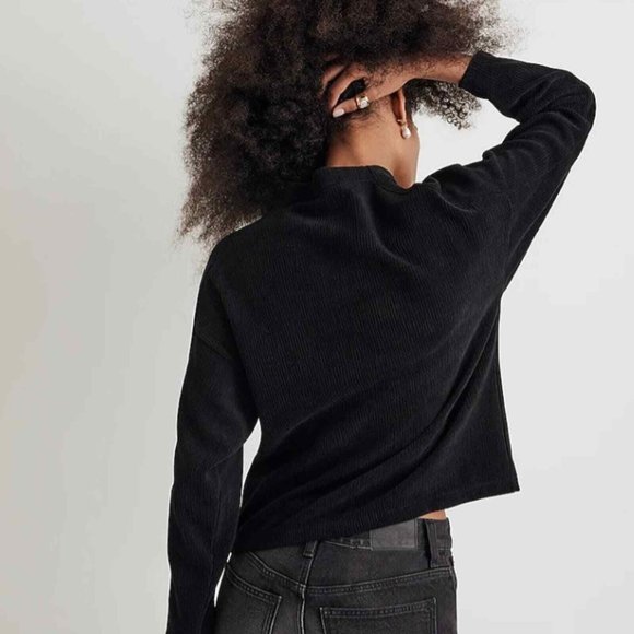 87 NWT MADEWELL Striped Jacquard Funnelneck Top Small - Picture 2 of 7